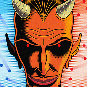 An illustration of a demon’s face.