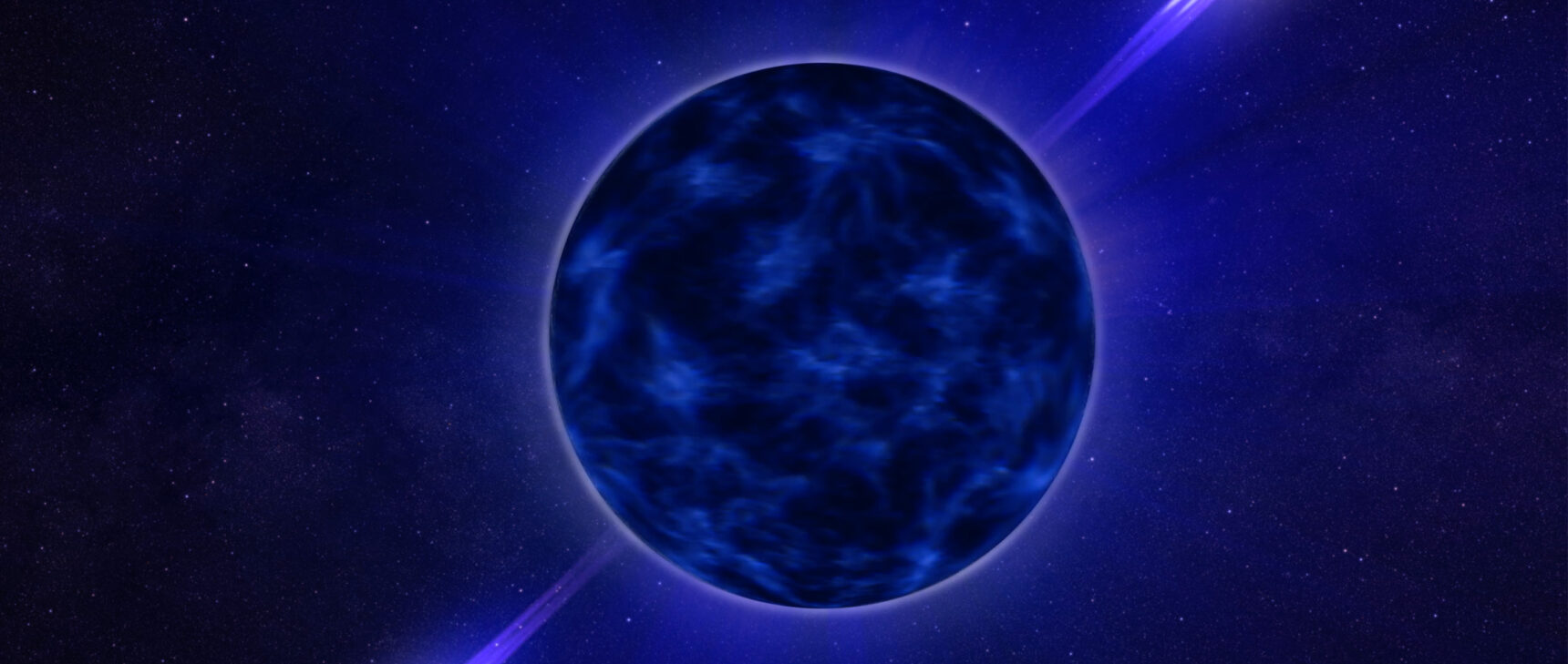 A glowing blue sphere in space.