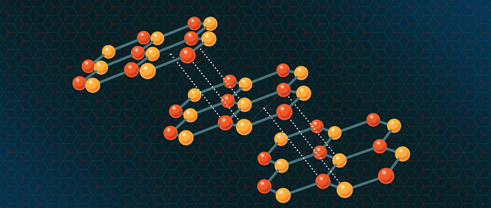 An illustration showing three stacked sheets of carbon atoms, each offset from the one below by half a lattice spacing.]