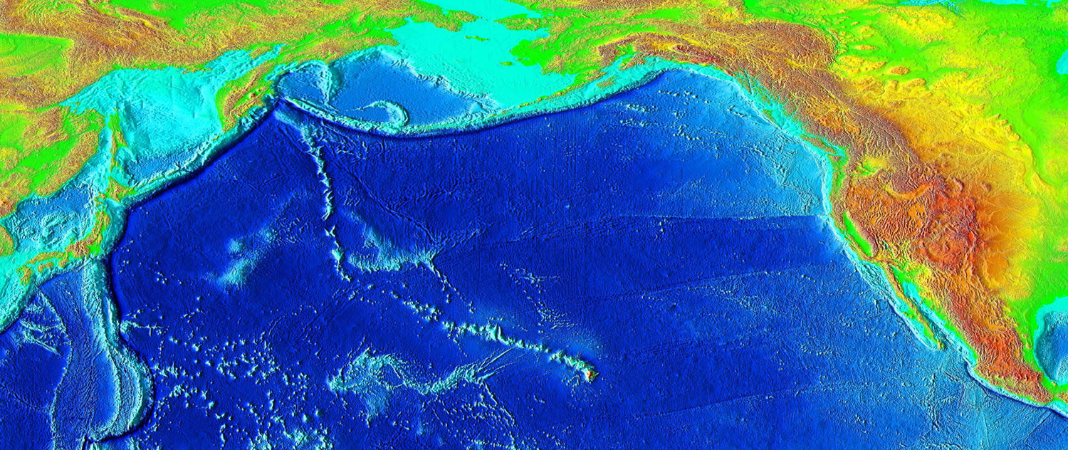 A map of the Pacific Ocean seafloor.