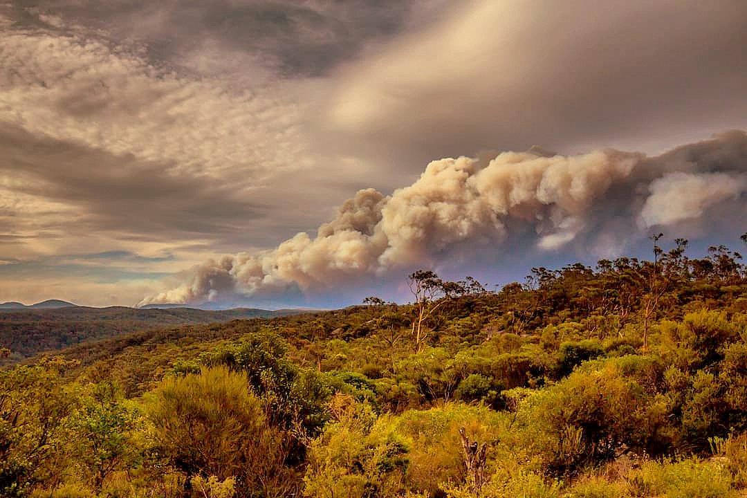 A bushfire in the Blue Mountains of Australia.