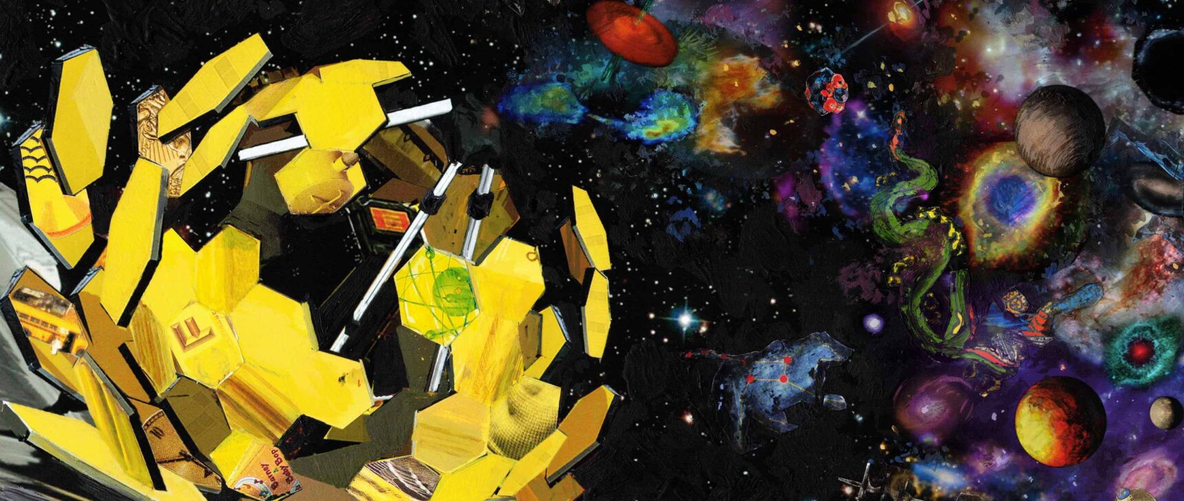 Collage illustration of the JWST