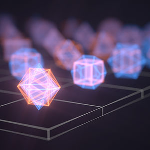 Blurry figures representing quantum officers are arranged in a grid against a black background.