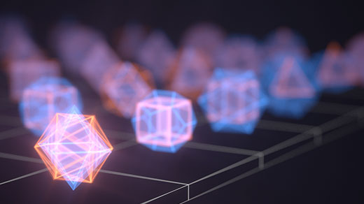 Blurry figures representing quantum officers are arranged in a grid against a black background.