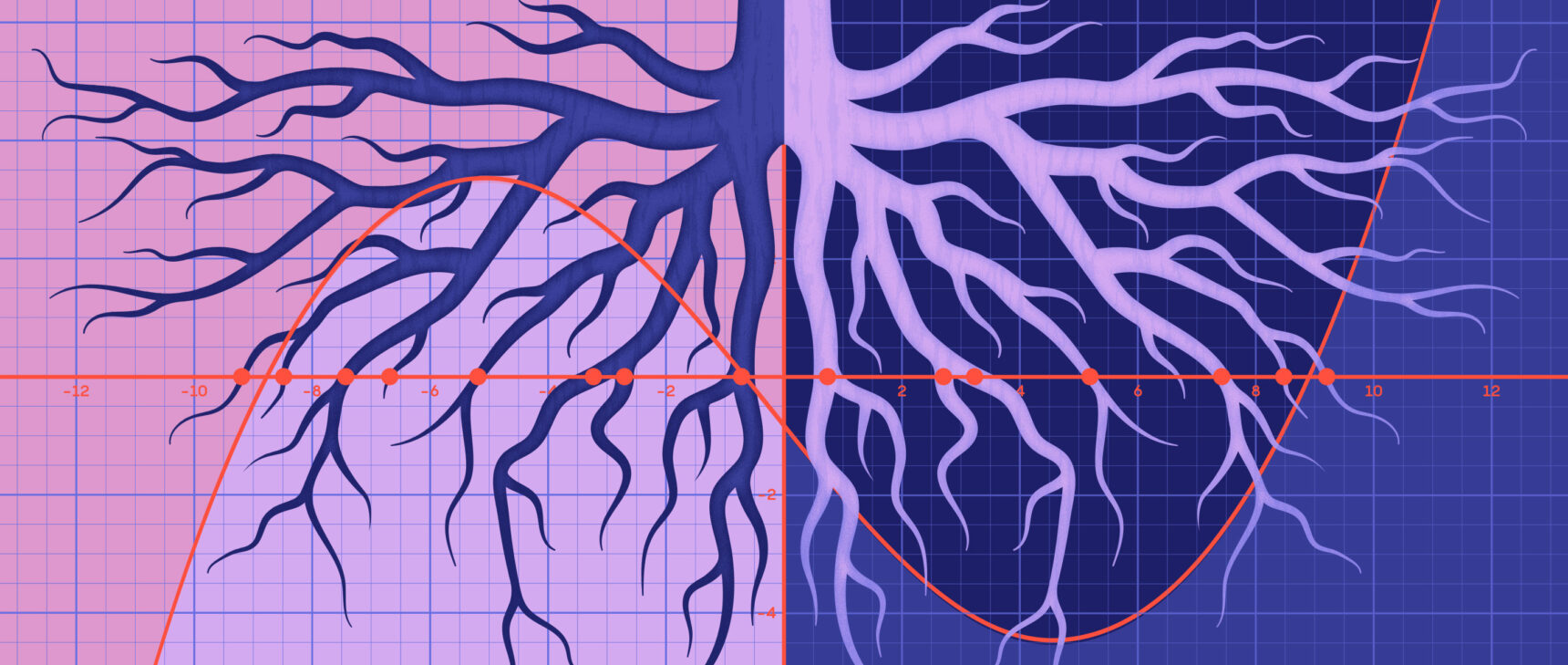 A mathematical graph with plant roots.