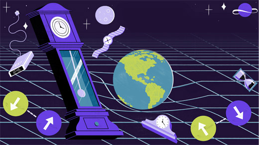 Illustration of planets and other objects floating above the deformable sheet of space-time.