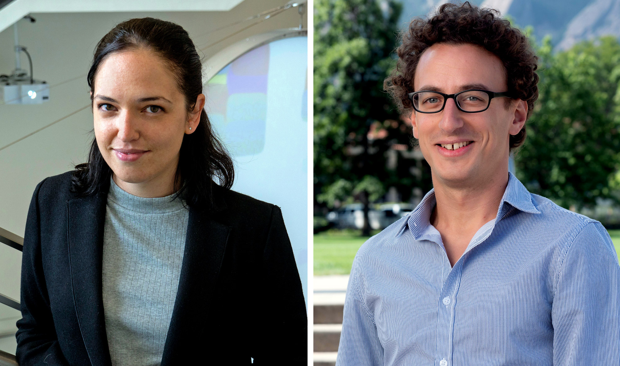 Profile photos of Orit Peleg and Raphaël Sarfati of the University of Colorado.