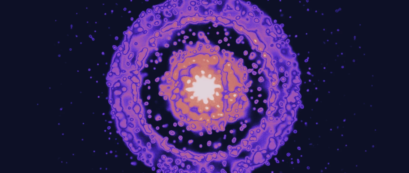 A bright purple splotch surrounded by concentric purple rings.