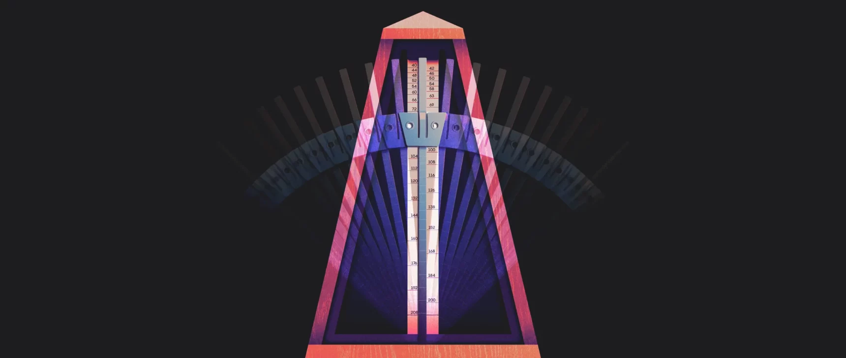 Video/image of a metronome whose arm is simultaneously ticking rightward and leftward.