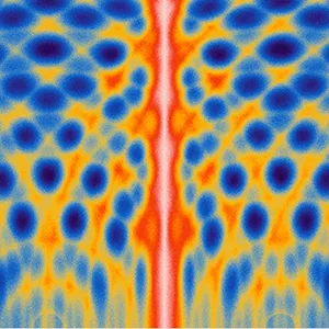 Illustration in which a bright red line results from many wavelike ripples overlapping.