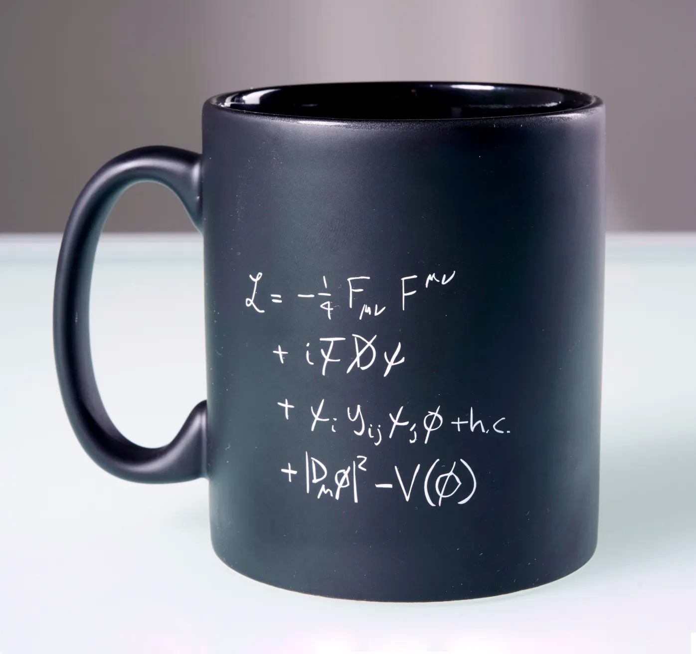 A coffee mug displaying an equation.