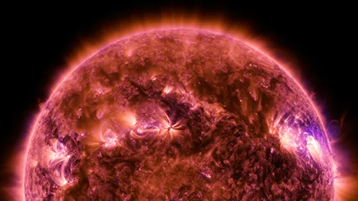 A video of the sun showing the eruption of a solar flare.