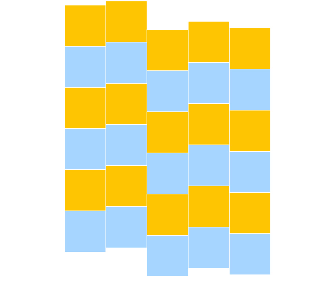 A figure showing vertical columns of squares that are not aligned horizontally.