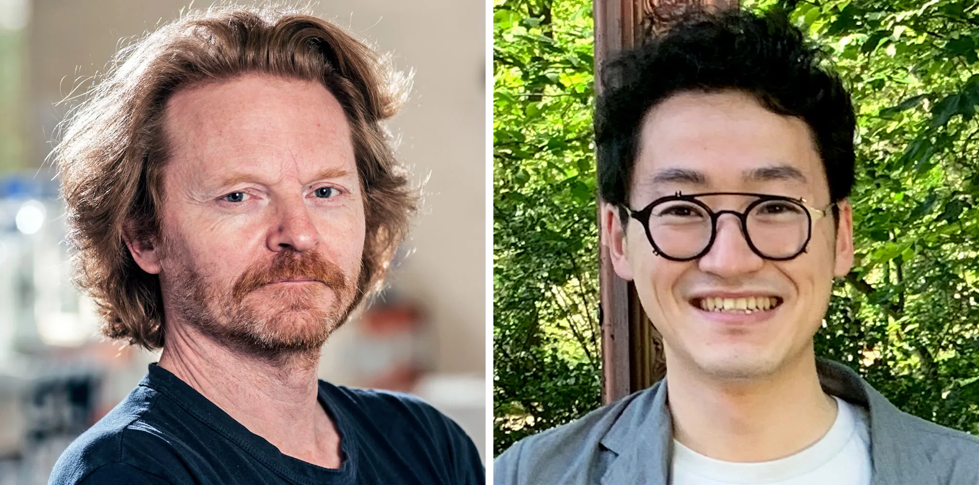 A pair of headshot images of Pierre Vanderhaeghen and Ryohei Iwata.