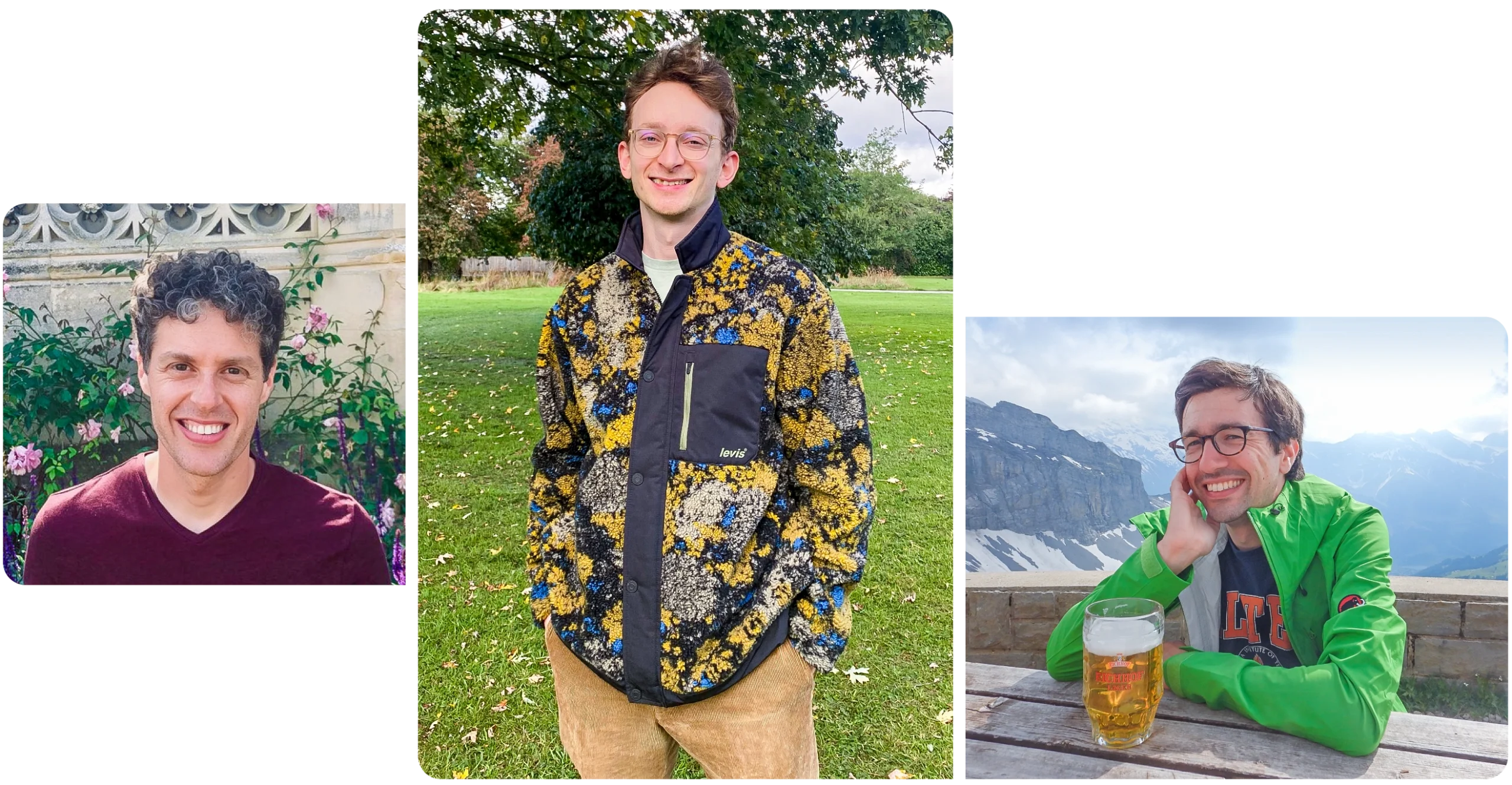 A triptych of three young men