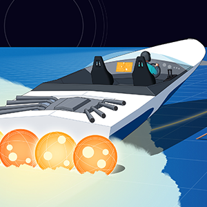 A quantum boat engine speeding past a normal board