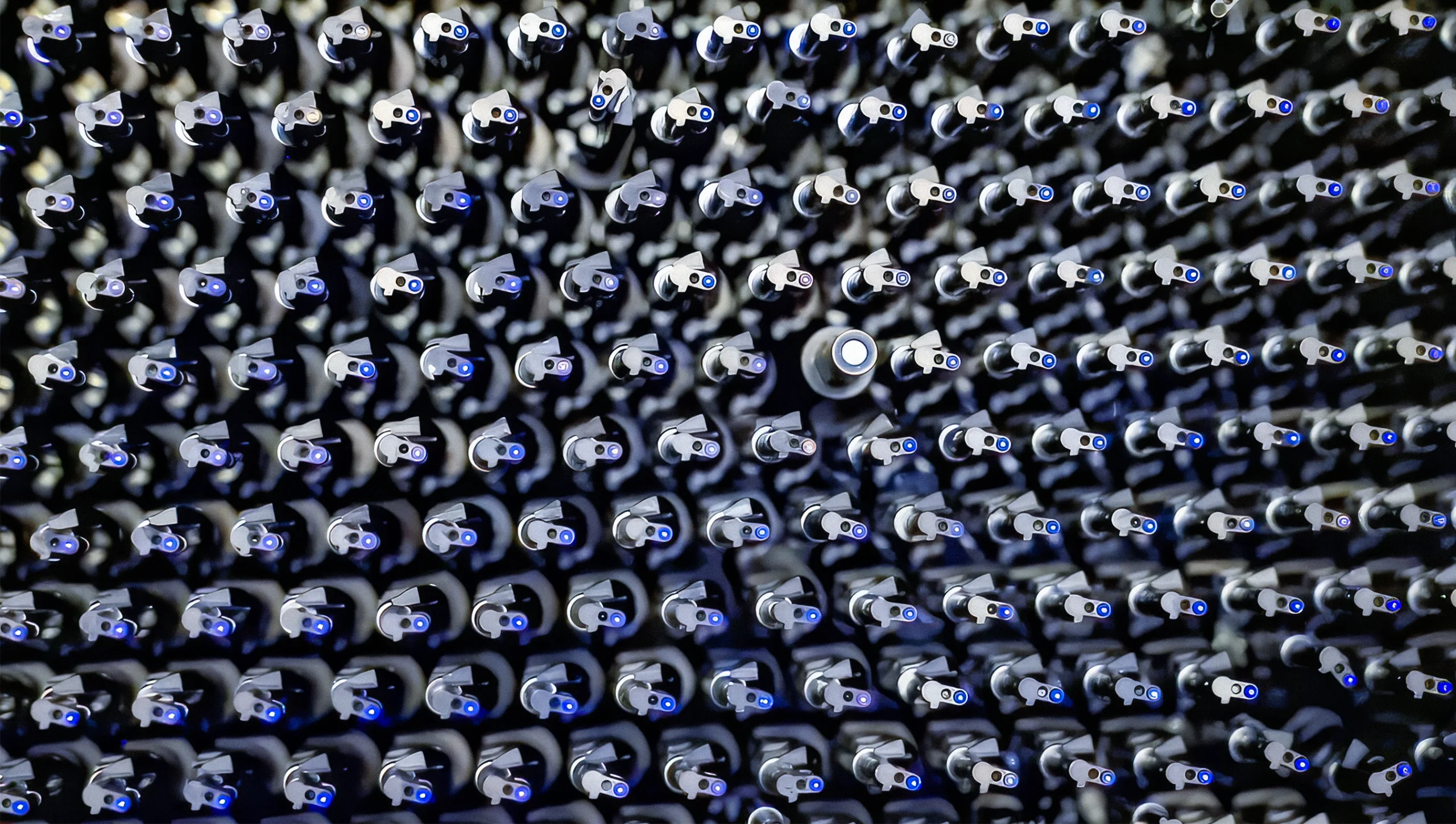 A closeup of an array of robotic eyes.