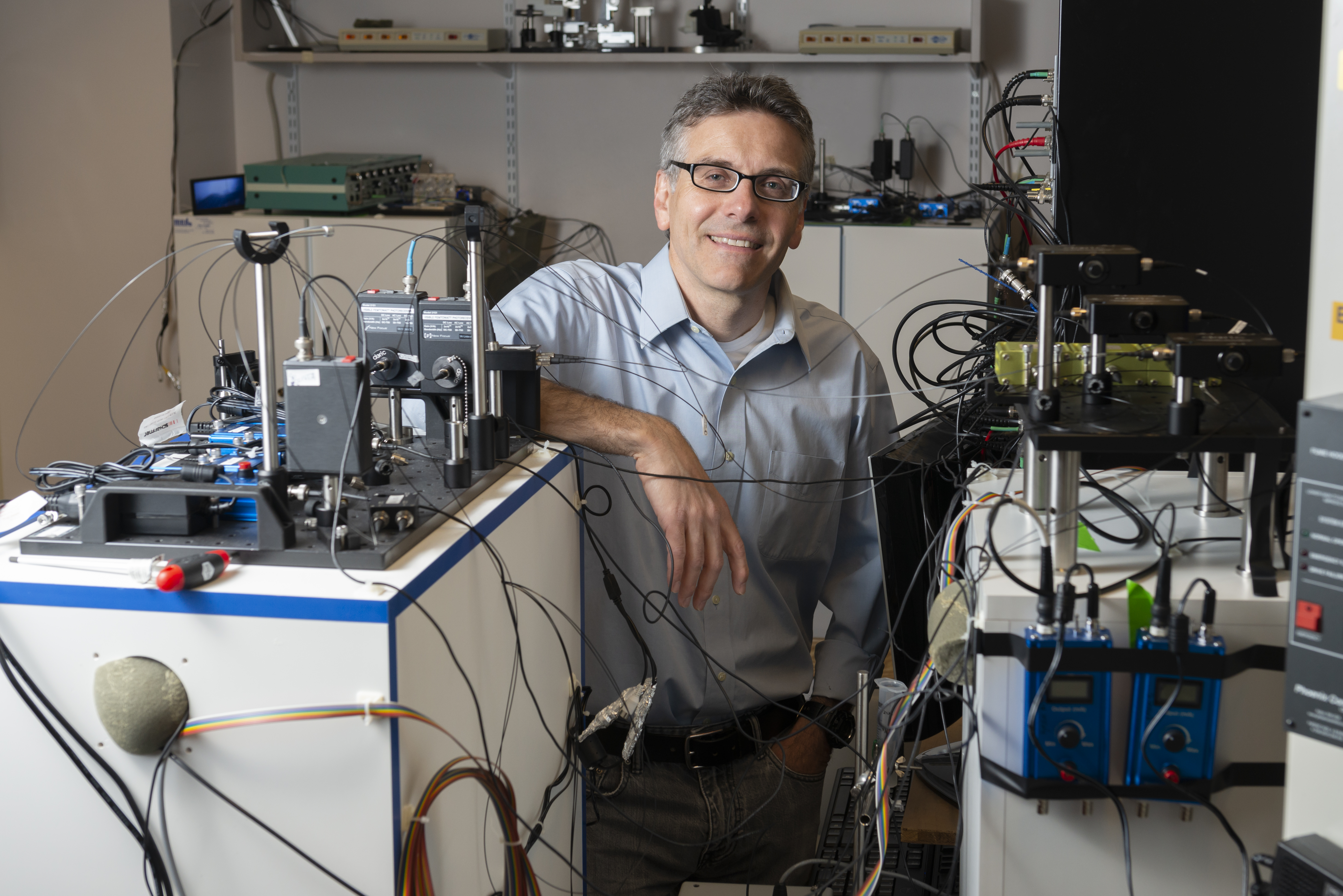 Photo of the neuroscientist John Assad of Harvard Medical School in his laboratory.